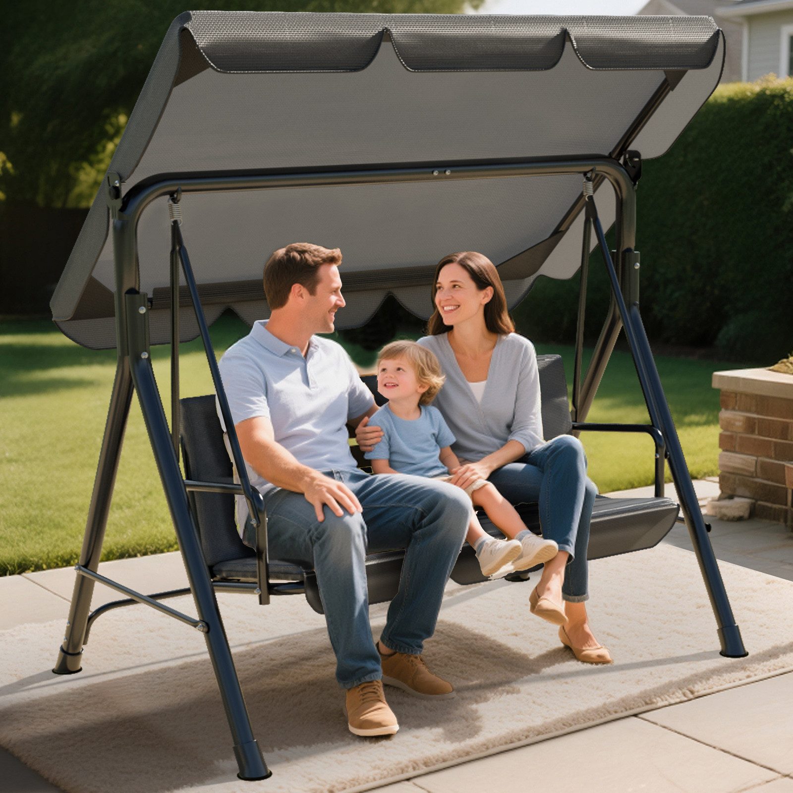 Hollywoodschaukel Schaukelbank mit Verstellbarem Sonnendach