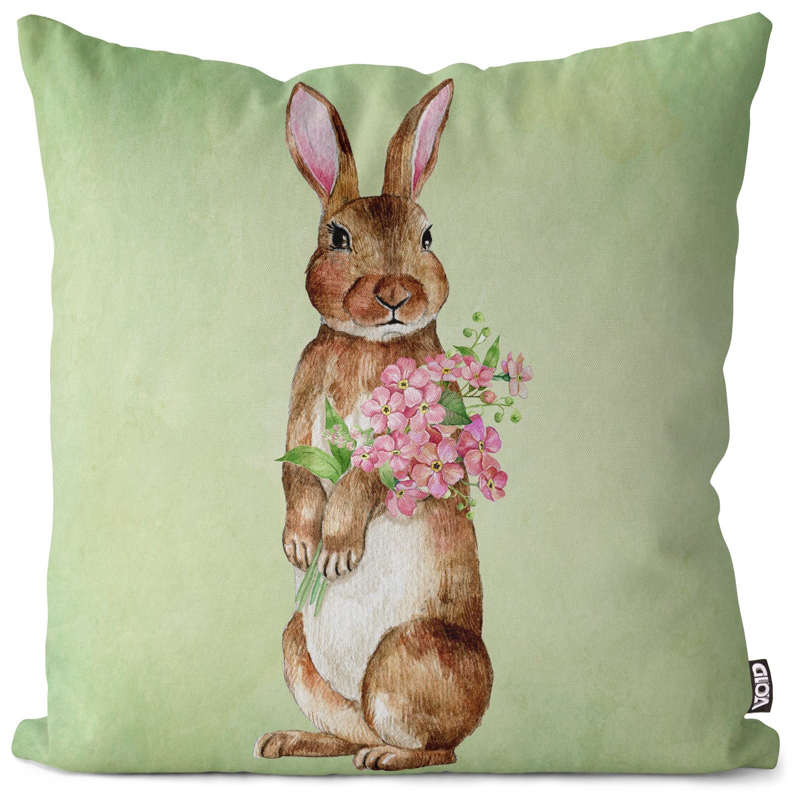 VOID Kissenbezug, (1 Stück), Hase Osterhase Blumenstrauss 50x50 ration Polyester Kissen Geschenke