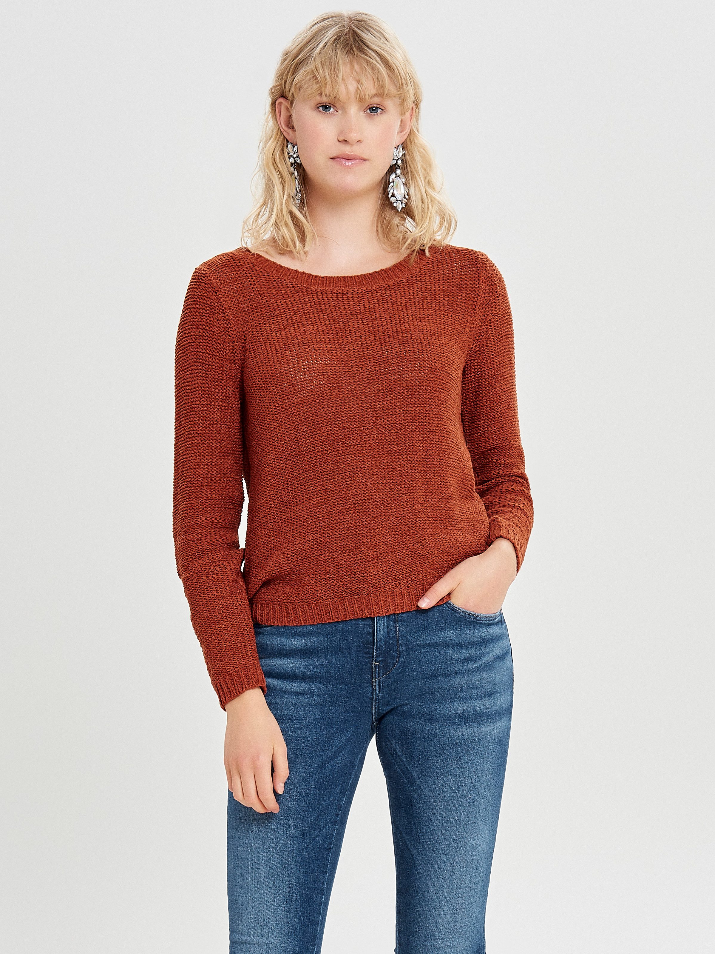 ONLY Strickpullover ONLGEENA XO L/S PULLOVER KNT NOOS Materialmix, regular fit