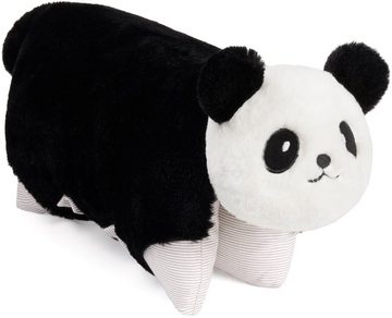 BRUBAKER Kuscheltier Kuscheltierkissen Panda - 2 in 1 Plüschtier und Kuschelkissen (Tierkissen Pandakissen Stofftier - Schwarz Weiß, 1-St., 40 x 30 cm, Pandabär), aufklappbares Kinder Plüschkissen mit Klettverschluss