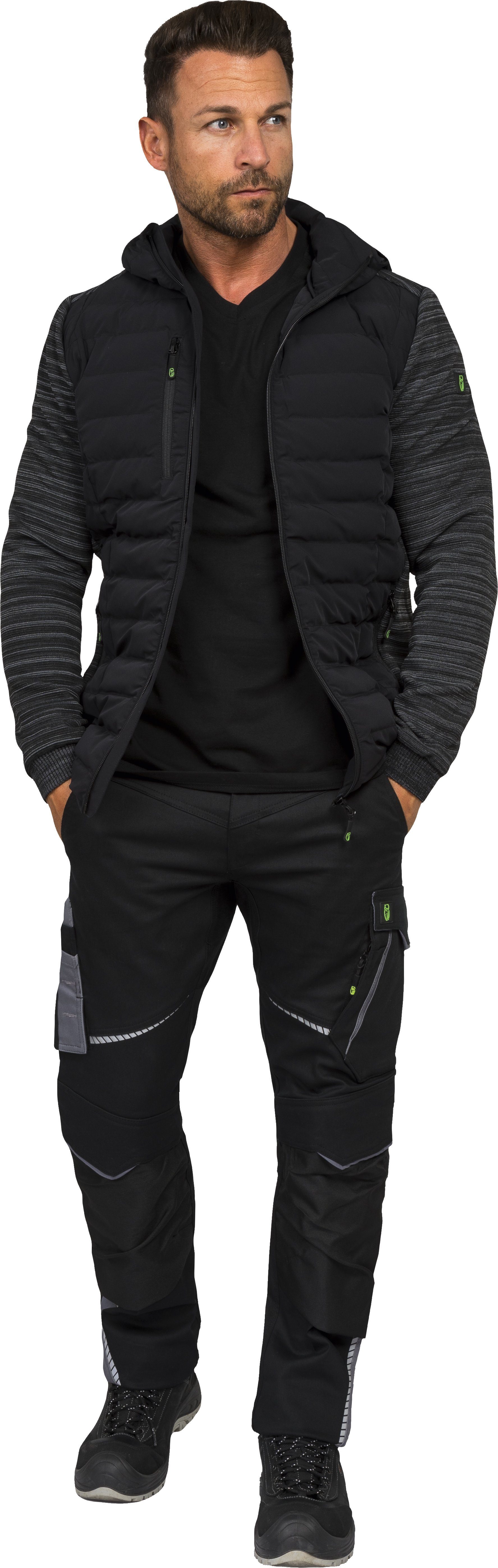 Leibwächter Hybridjacke Casual-Line Herren Steppjacke (Übergangsjacke mit Kapuze, Wattierung aus Sorona® AURA - leicht, atmungsaktiv)