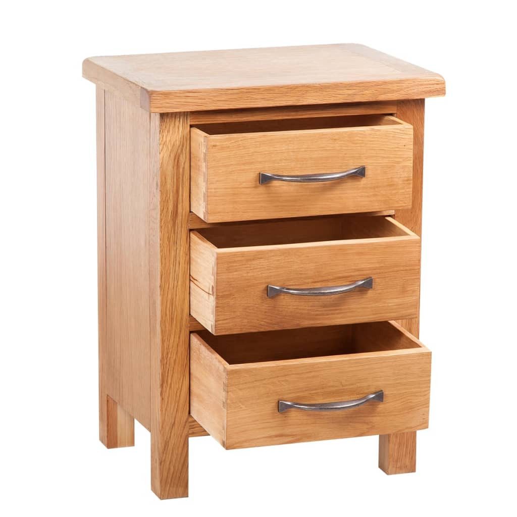 furnicato Beistellschrank Rustikale Nachttische aus Massivholz, 40 x 30 x 54 cm, 2er Set (1-St) Stabile Beistelltische mit drei Schubladen für das Schlafzimmer