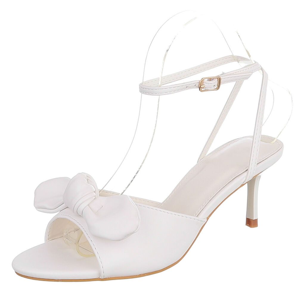 Ital-Design Damen Sandalette mit Schleifendetail und T-Steg Sandalette (91849057) Pfennig-/Stilettoabsatz Sandalen & Sandaletten in Weiß