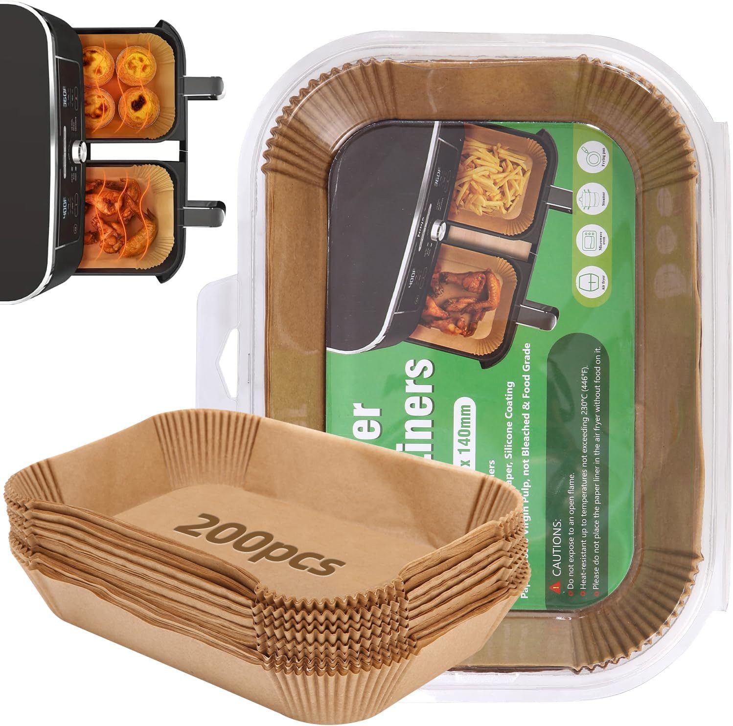 Backpapier 200 Packungen Heißluftfritteusen-Backpapier, saugfähig und wasserdicht