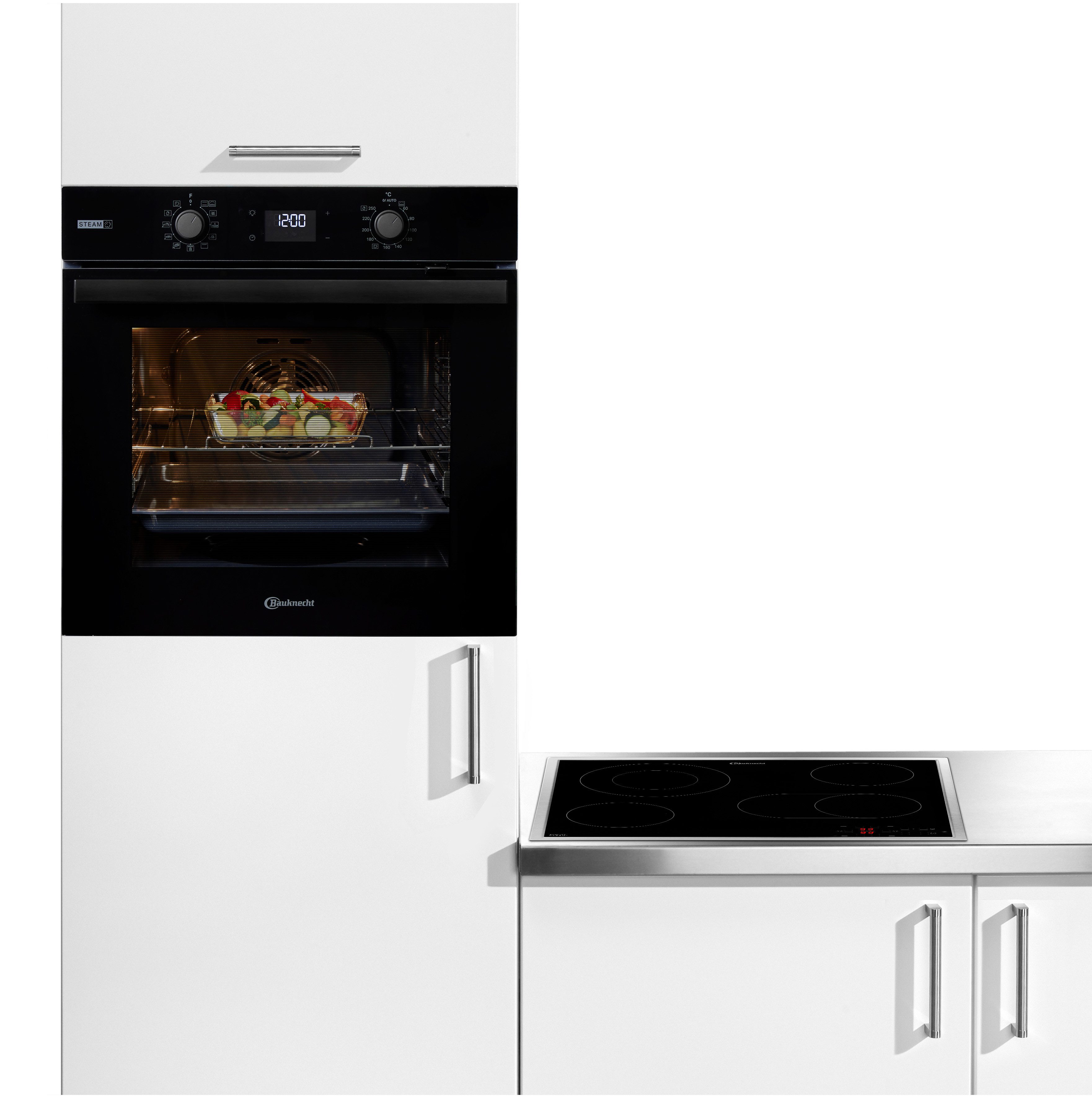 BAUKNECHT Backofen-Set BAKO 760 Steam, mit 1-fach-Teleskopauszug, Hydrolyse, GentleSteam – für ein saftiges Inneres und ein knuspriges Äußeres