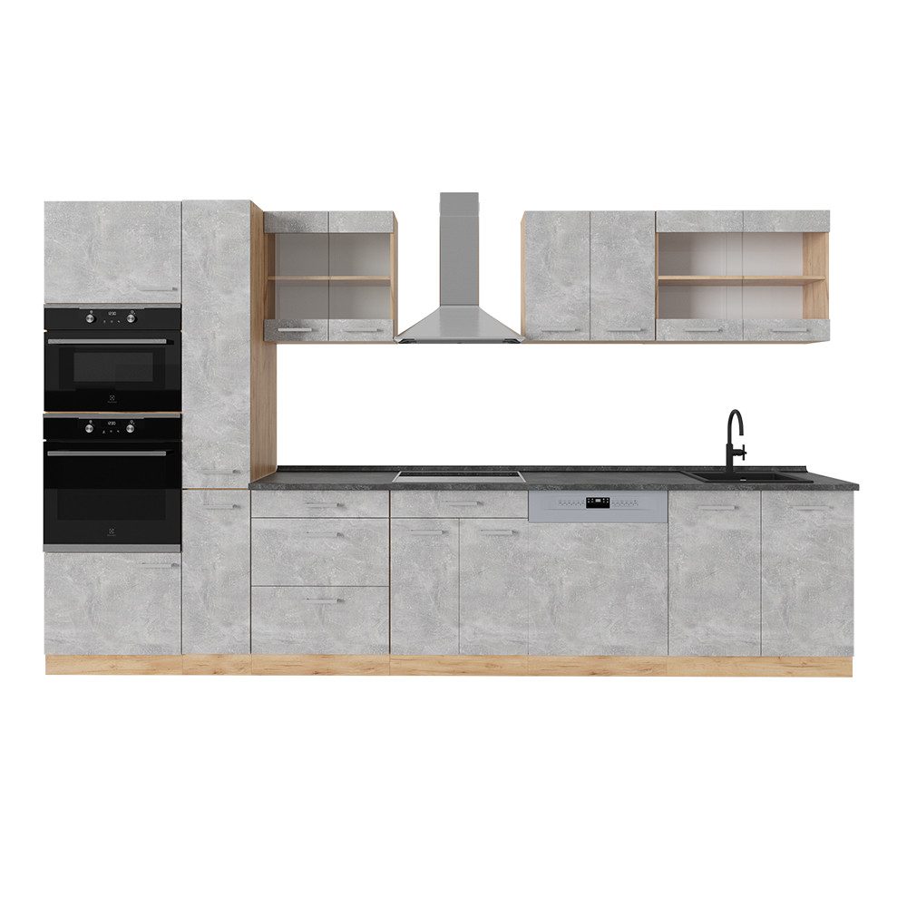 Vicco Küchenzeile R-Line, Beton/Goldkraft Eiche, 350 günstig online kaufen