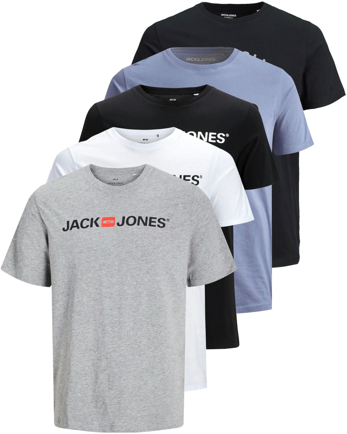 Jack & Jones Print-Shirt Bedrucktes T-Shirt aus Baumwolle (5er-Pack)