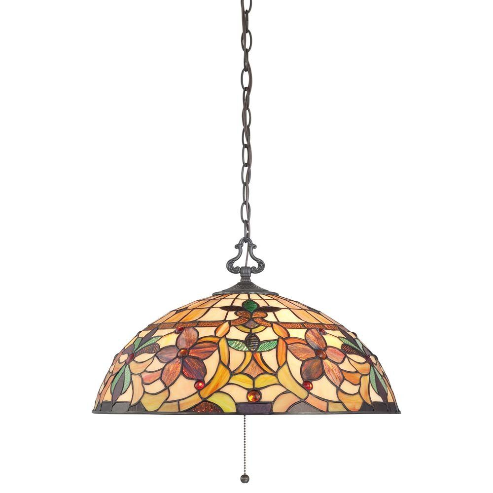 Elstead LIGHTING Hängeleuchte, Leuchtmittel nicht inklusive, Hängeleuchte Deckenlampe Pendelleuchte Tiffany-Glas Metall D 50,8 cm
