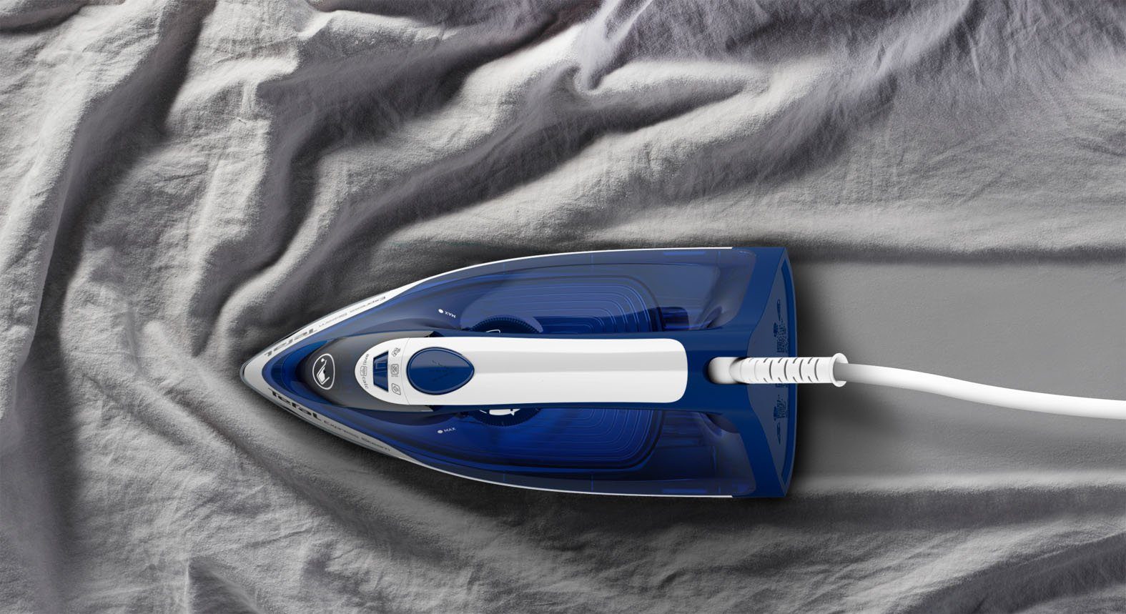 Tefal Dampfbügeleisen Express Steam FV2838, 2400 W, Keramik-Bügelsohle, 2400 W, 180 g/Min. Dampfstoß, Tropfstopp, 270 ml Fassungsvermögen, blau