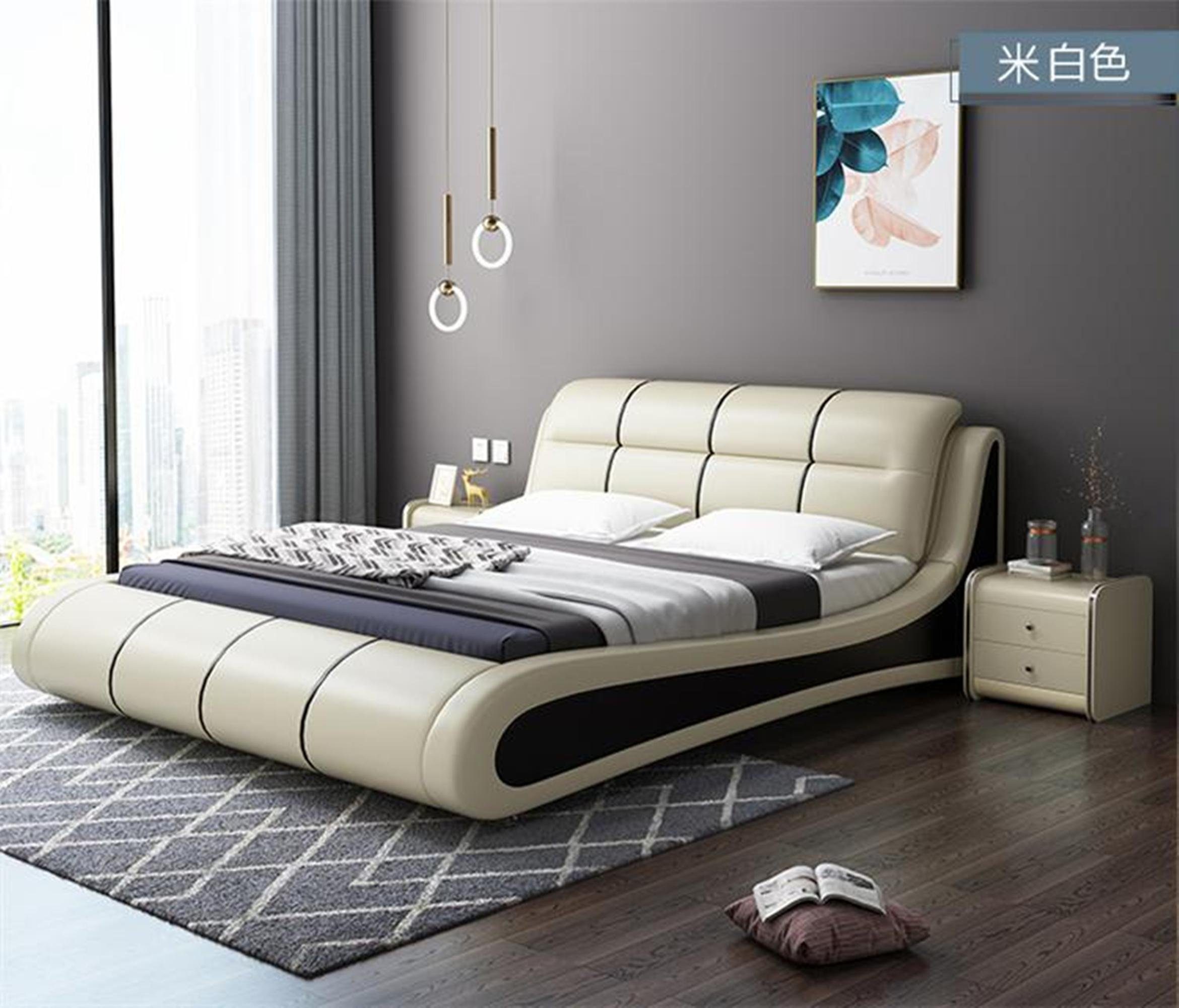 JVmoebel Bett Luxus Polster Doppel Schlafzimmer Beige Neu Design Betten Bett Ehe