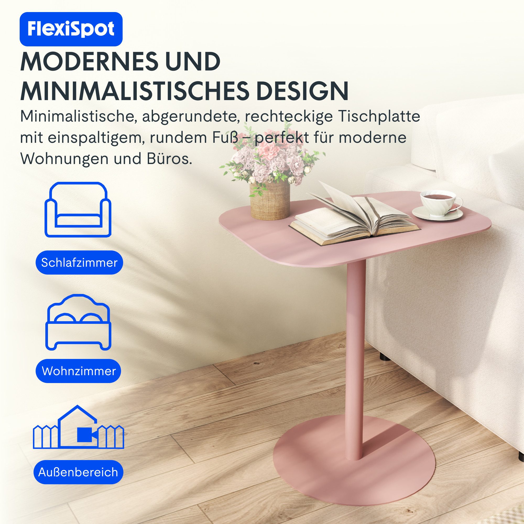 FLEXISPOT Ablagetisch Beistelltisch aus Stahl – Stabil & Farbvielfalt, Gartentisch (für Wohnzimmer, Bett, Balkon oder Garten, – Als Sofatisch, Nachttisch oder O – Bild 5 von 5