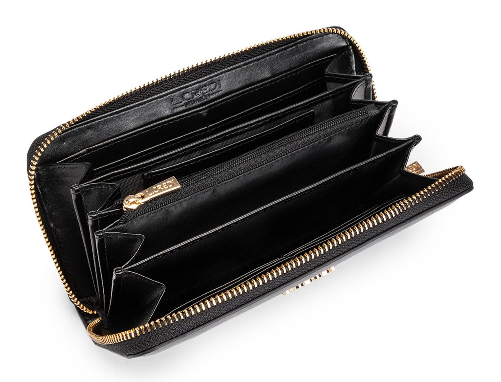 L. CREDI Geldbörse Zip Around Wallet, mit RFID-Blocker Schutz