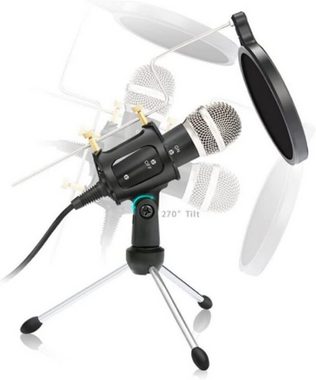Varr Mikrofon Gaming Mikrofon Scenic Jack 3,5MM SCHWARZ + POP Filter + Shock Basket