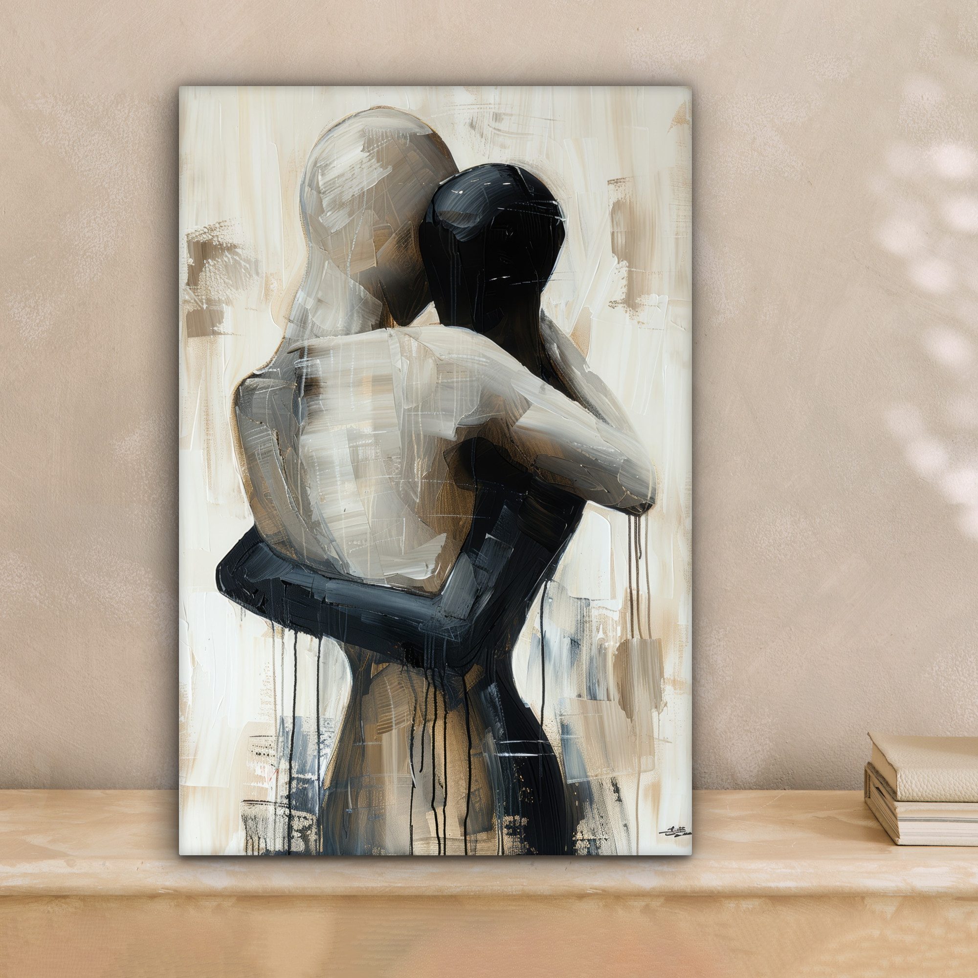 OneMillionCanvasses® Leinwandbild Abstrakt - Liebe - Schwarz und weiß - Modern, Fotodruck (1 St), Leinwand Canvas Wandbild, Wanddekoration 20x30 cm