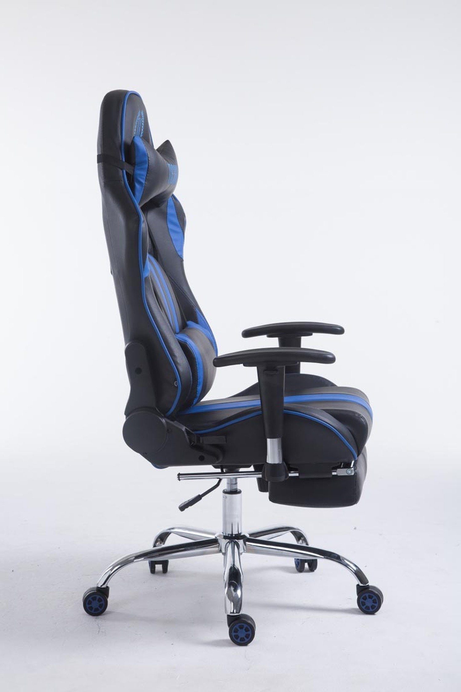 höhenverstellbar Drehstuhl, bequemer Gamingstuhl, Chefsessel), Metall (Schreibtischstuhl, 360° - chrom Limitless-2 Gaming-Stuhl Rückenlehne mit drehbar Racingstuhl, Kunstleder - schwarz/blau TPFLiving Sitzfläche: Gestell: -