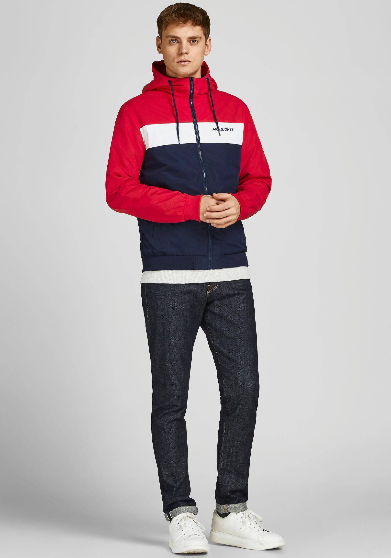 Jack & Jones BLOCKING RUSH HOOD BOMBER rot Windbreaker