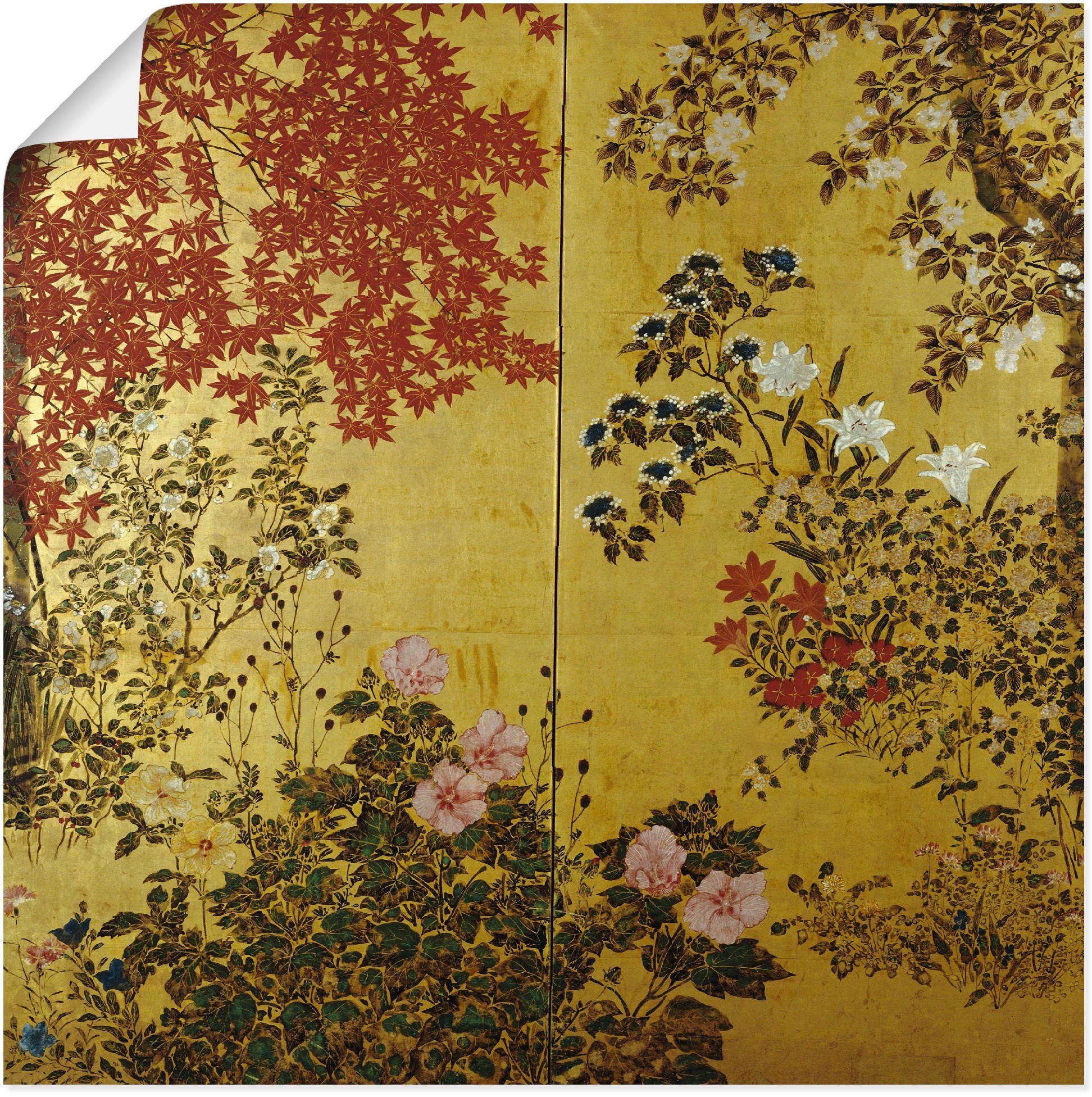 Artland Wandbild Japanischer Wandschirm 18. Jahrhundert, Pflanzen (1 St), als Leinwandbild, Poster, Wandaufkleber in verschied. Größen