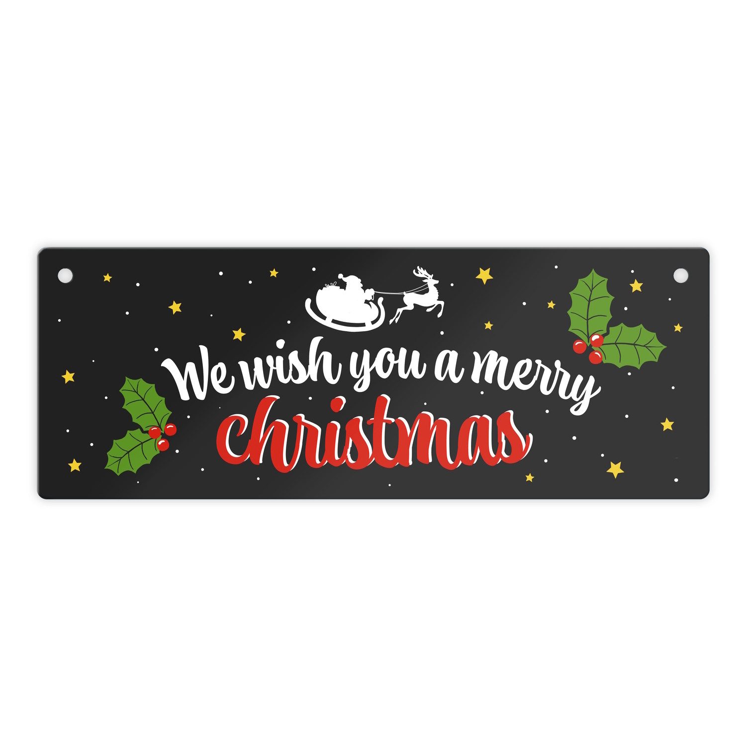 Metallschild We wish you a merry christmas Metallschild mit Weihnachtsschlitten