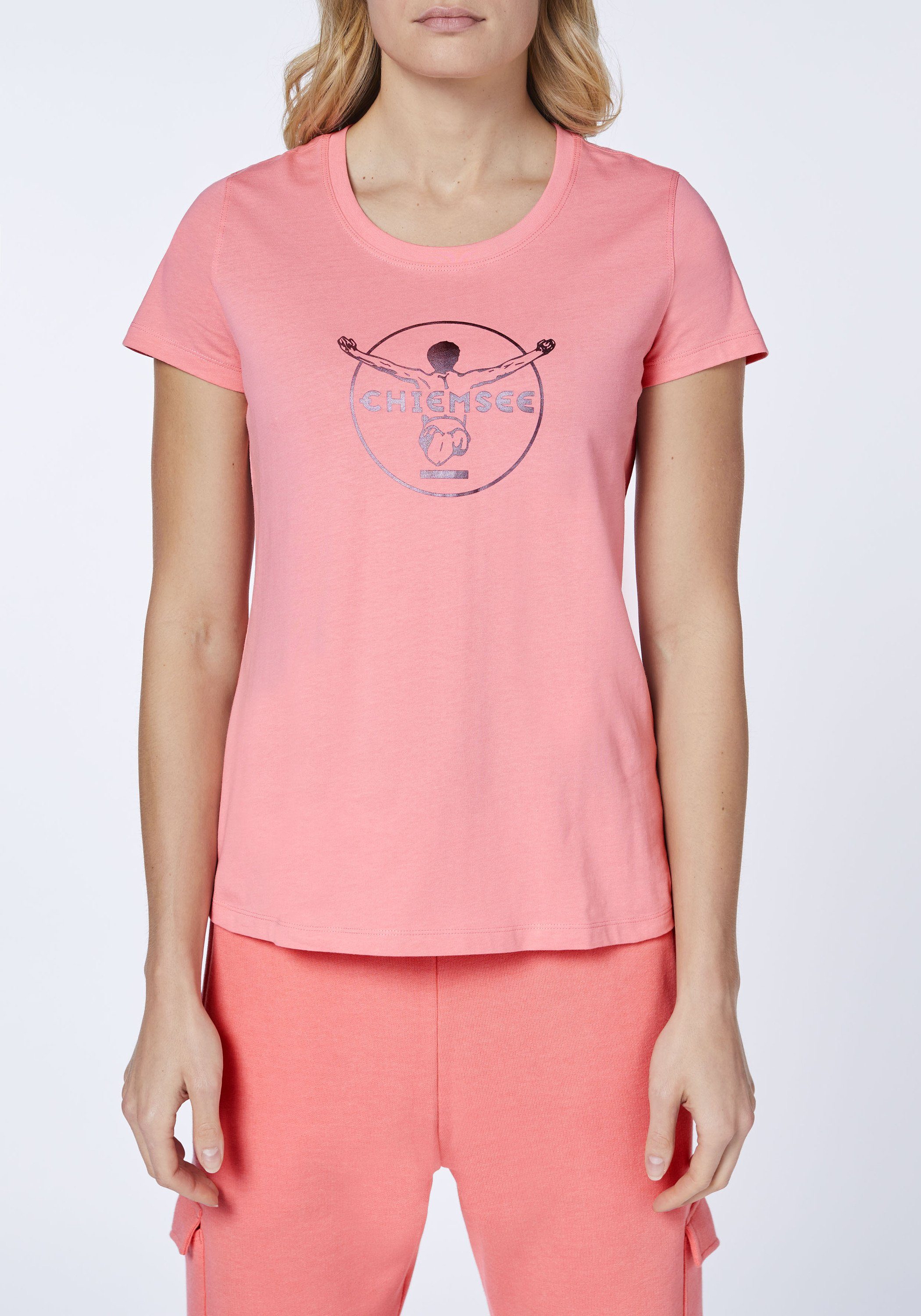 Chiemsee Print-Shirt mit T-Shirt 1 Rose Jumper-Frontprint Salmon