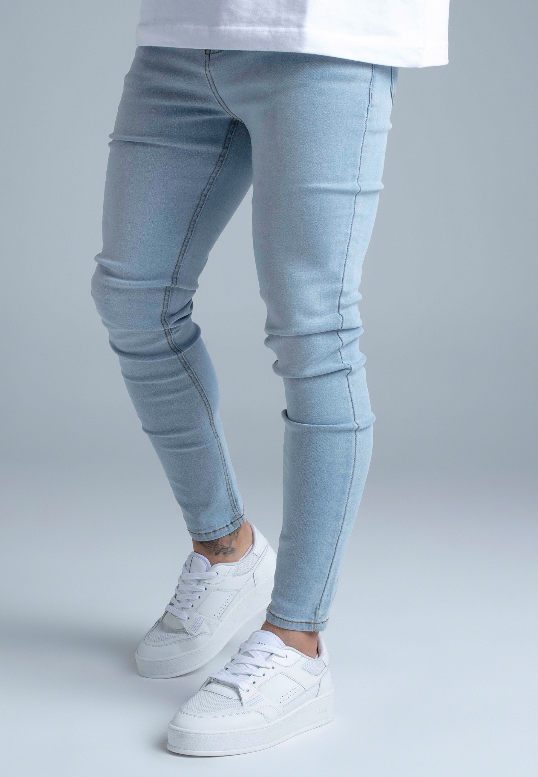 Regular-fit-Jeans SikSilk Herren Hellblaue Skinny Jeans
