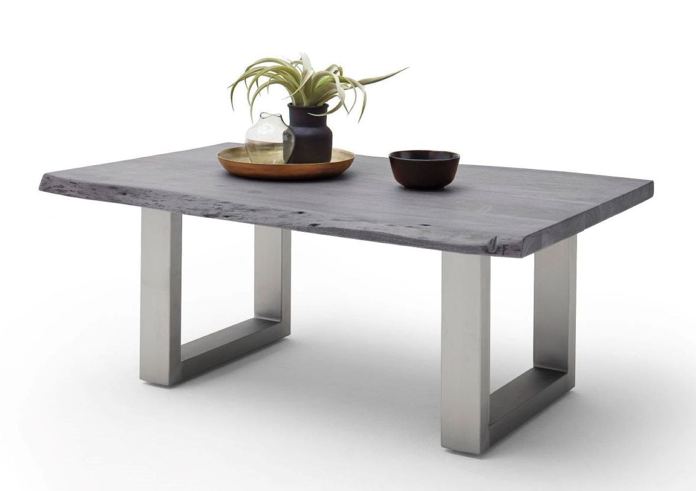 Akazie-massiv U-Form Baumkante rechteckig Couchtisch furniture MCA Cartagen, grau