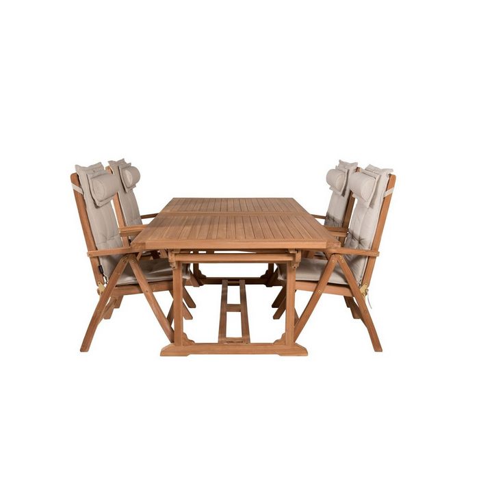 ebuy24 Garten-Essgruppe Kenya Gartenset Tisch 110x195/295cm und 4 Stühle 5