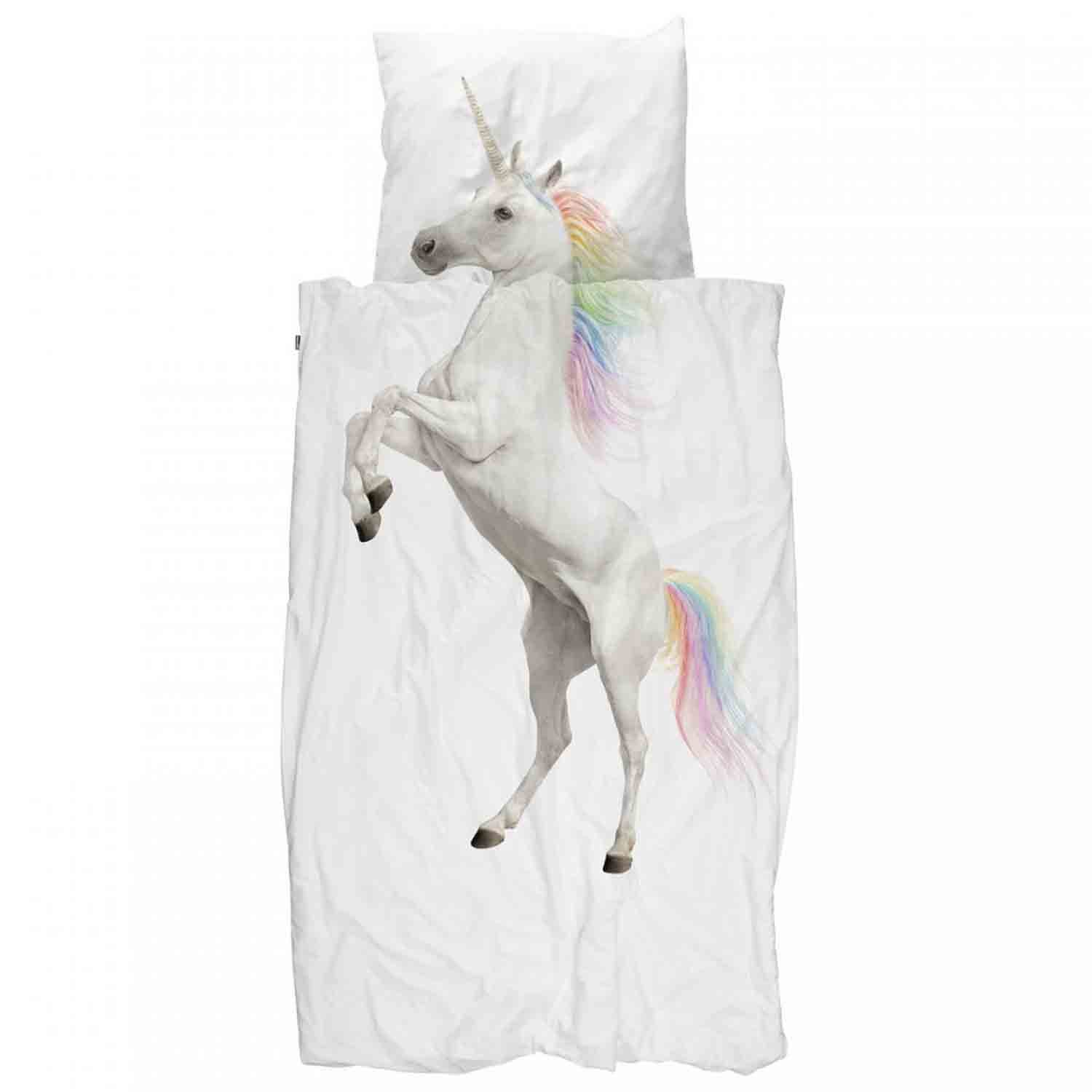 Snurk Bettwäsche Snurk Bettwäsche Unicorn 135x200 cm, 100% Baumwolle – Einhorn Design, Baumwolle
