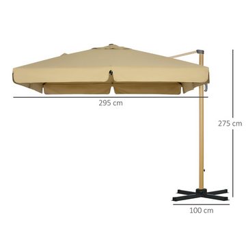 Outsunny Ampelschirm neigbar, höhenverstellbar, mit Schutzhülle, LxB: 297x297 cm, Set, Sonnenschirm, mit Schirmständer