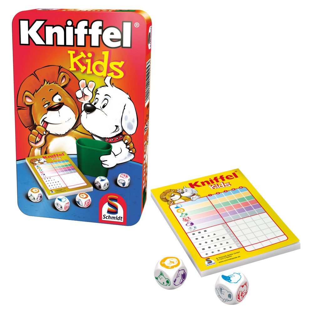 Schmidt Spiele Spiel Mitbringspiel Kniffel Kids Metalldose