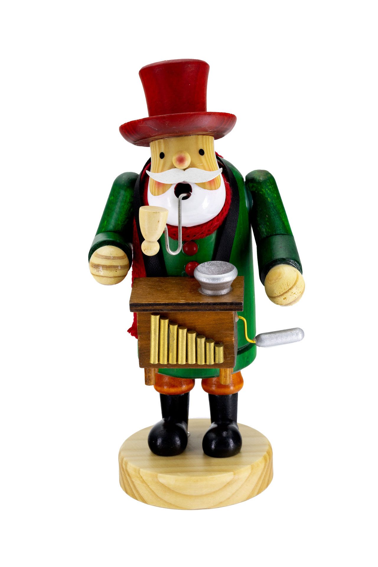 Kaladia Räuchermännchen Der Orgelspieler - aus Holz - ca. 18cm, hölzerne Dekoration für jede Jahreszeit geeignet - für Räucherkerzen