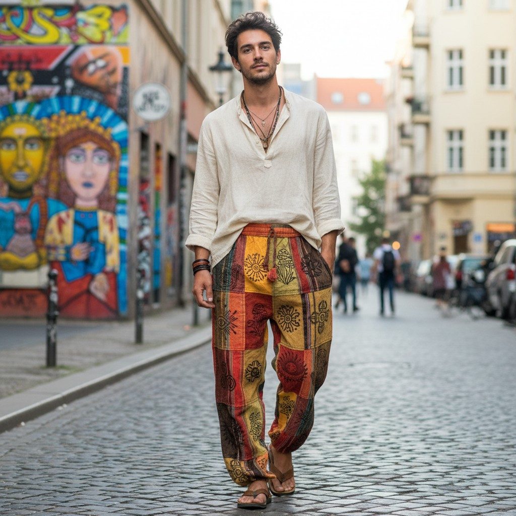 Guru-Shop Relaxhose Patchwork Stonewash Yogahose, Unisex Goa.. Ethno Style, alternative Bekleidung