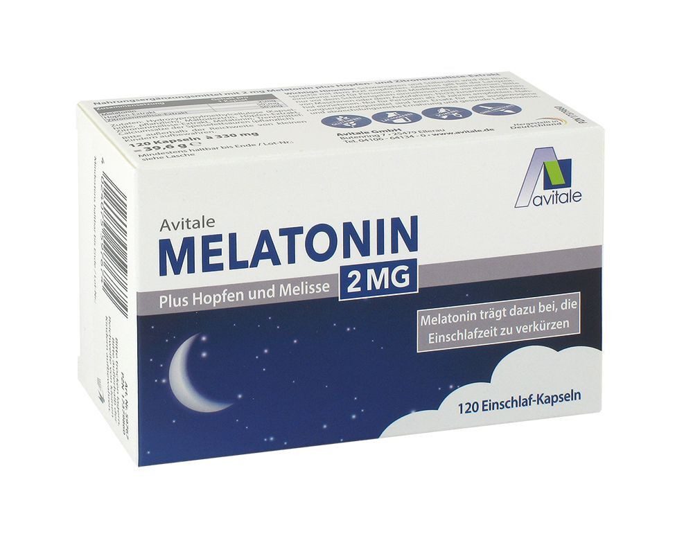 Avitale GmbH MELATONIN 2 mg plus Hopfen und Melisse Kapseln, 120 St., 39.6 g