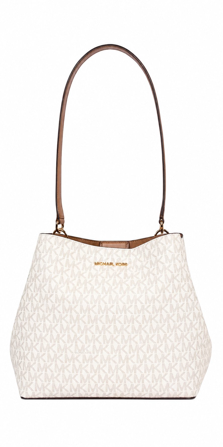 MICHAEL KORS Handtasche Michael Kors Pratt Medium Bucket Bag Beige Monogramm Schultertasche