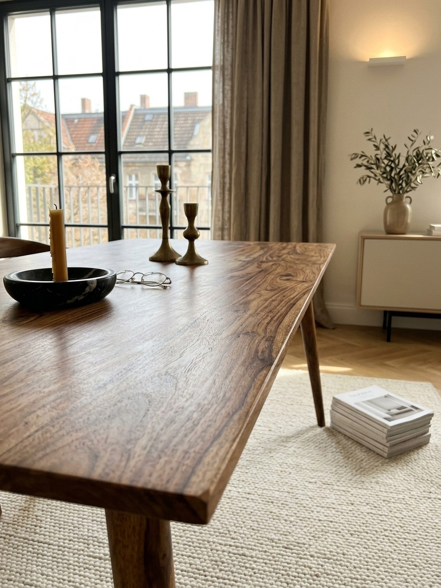 KADIMA DESIGN Esstisch Massivholz Esszimmertisch SAVIO, Retro Landhausstil, handgefertigt – Bild 5 von 5
