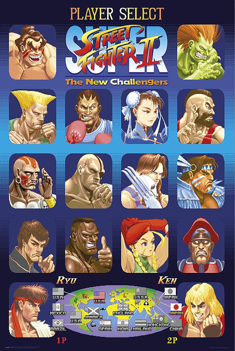 Grupo Erik Poster Street Fighter II Poster Player Select 61 x 91,5 cm