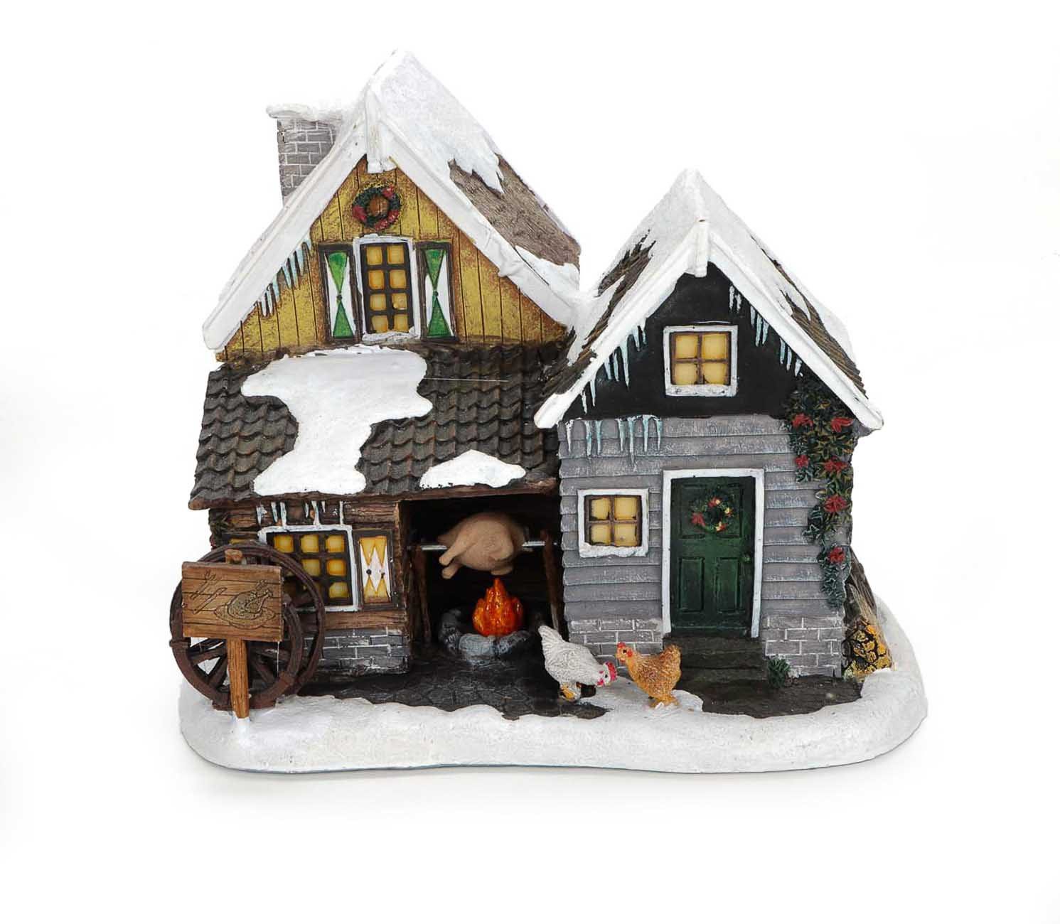 LuVille Weihnachtsdorf Weihnachtsszene, Weihnachtlich geschmückte Geflügel-Farm