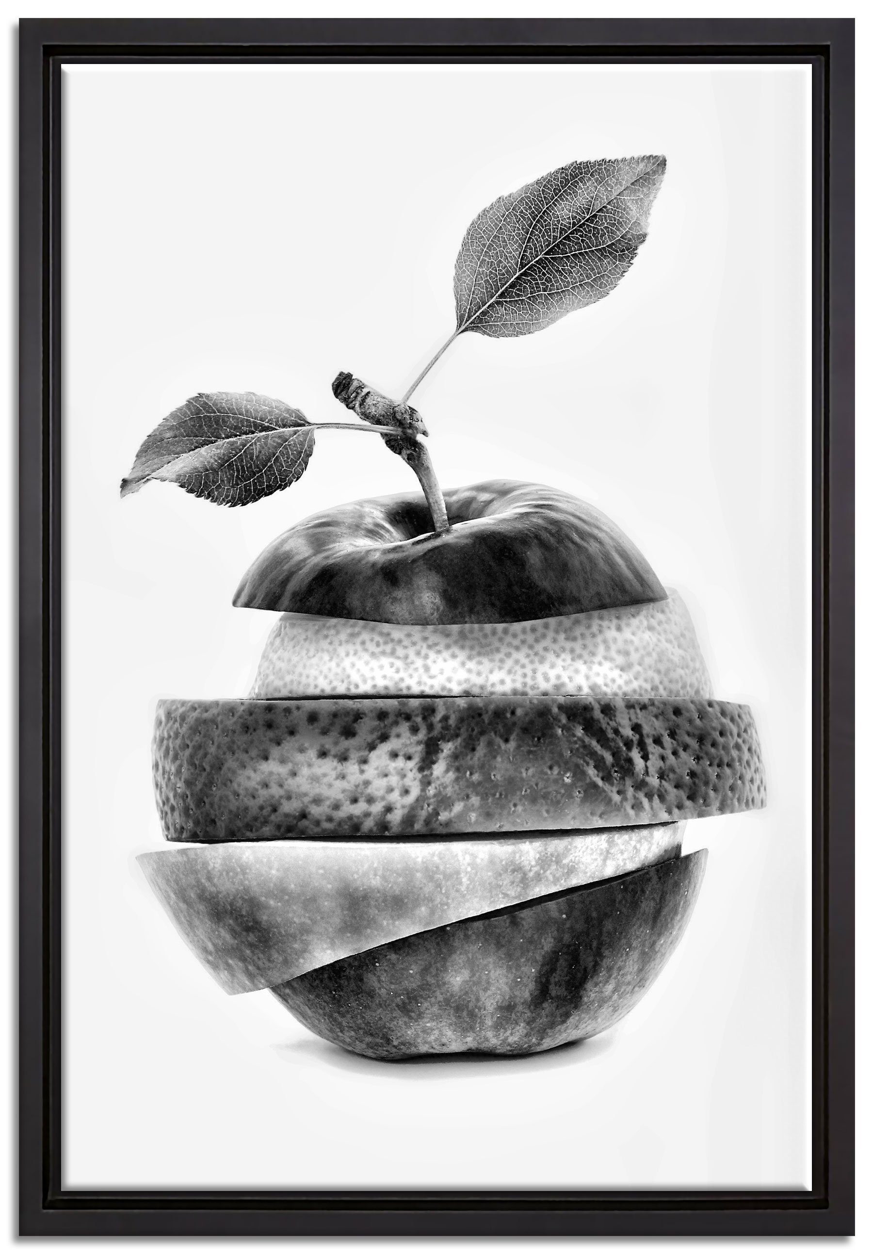 Pixxprint Leinwandbild Früchte Mix Apfel Orange Limette, Wanddekoration (1 St), Leinwandbild fertig bespannt, in einem Schattenfugen-Bilderrahmen gefasst, inkl. Zackenaufhänger | Leinwandbilder
