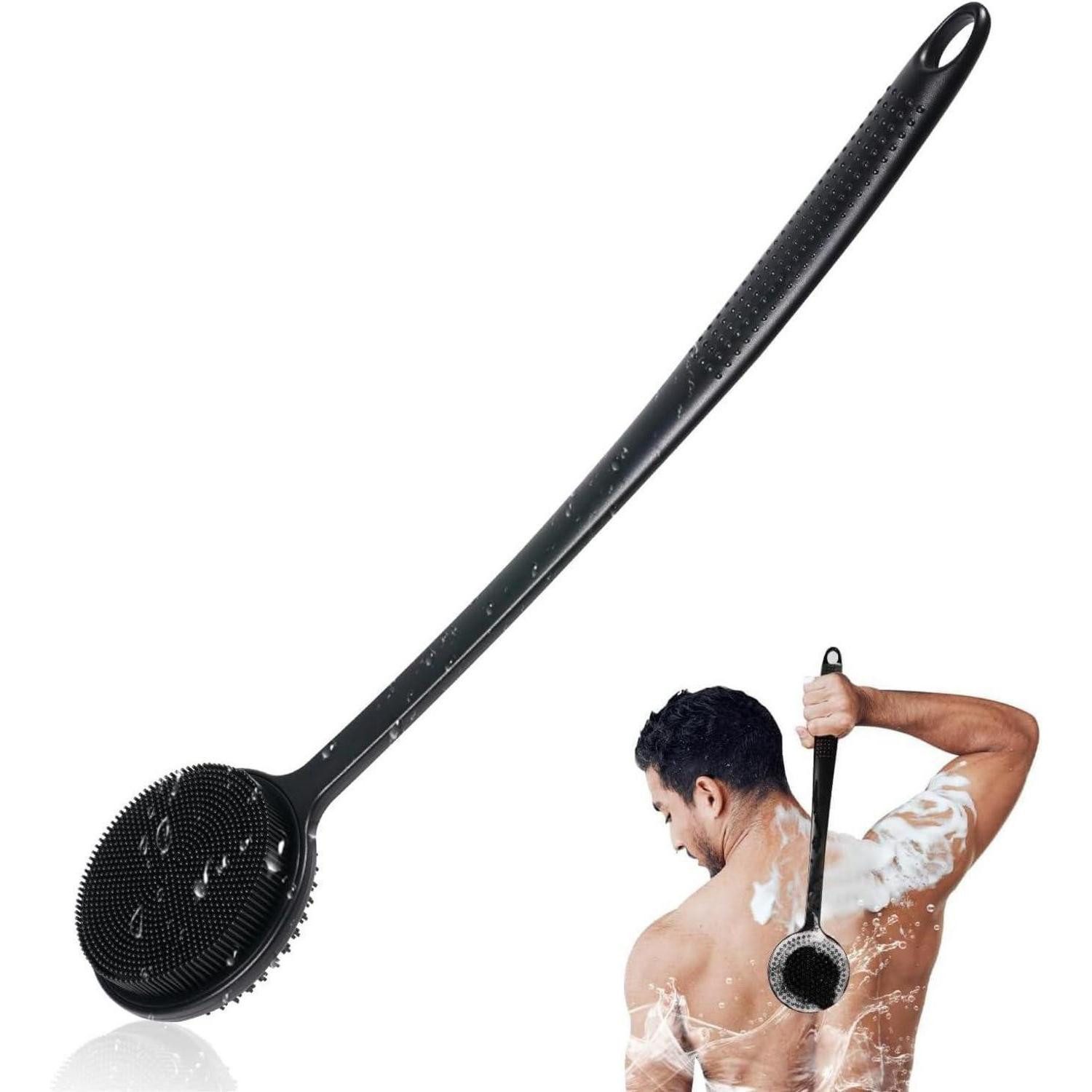 LuxusKollektion Körperbürste Silikon-Körperwäscher mit langem Griff für Dusche und