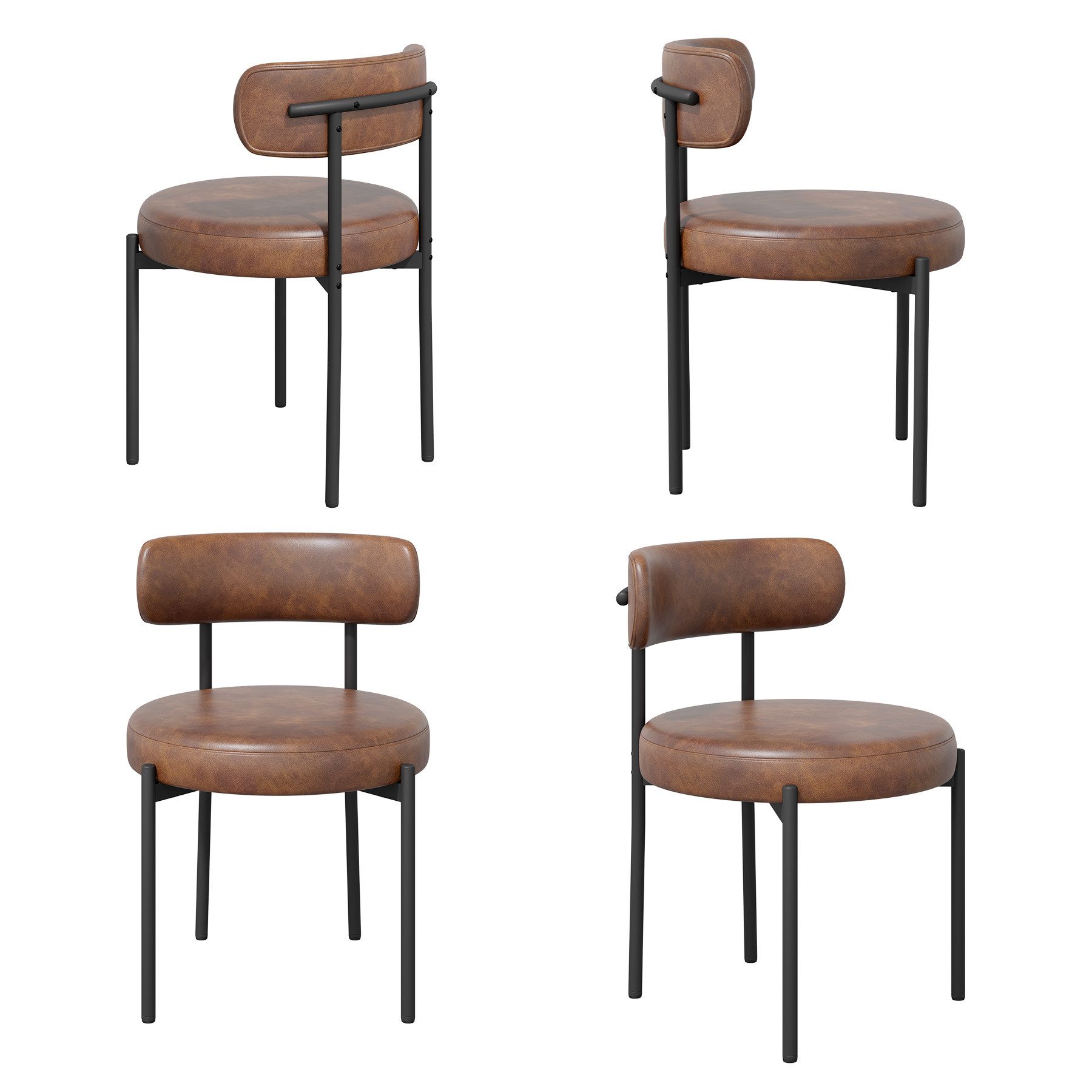 HawthyHome Esszimmerstuhl Runder Polsterstuhl mit Metallgestell, Wohnzimmerstuhl, Küchenstuhl (4 St), 4er Set