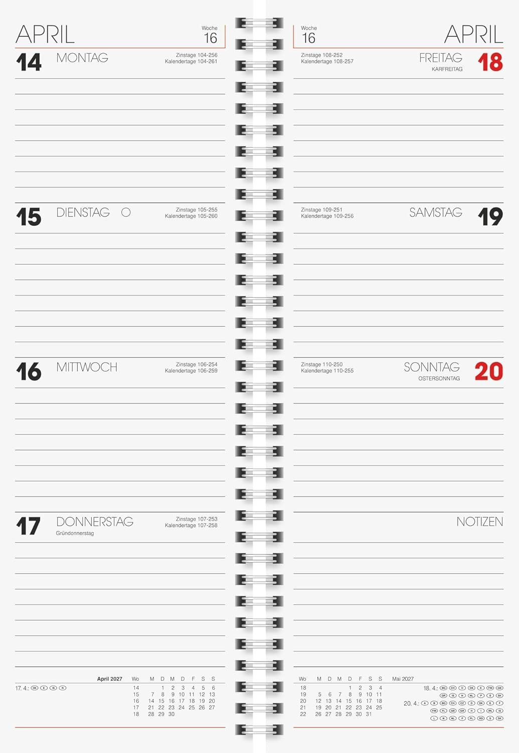 BRUNNEN Ringbuchkalender BRUNNEN Vormerkbuch Mod. 783 2027, 108×297 mm, Karton, blau