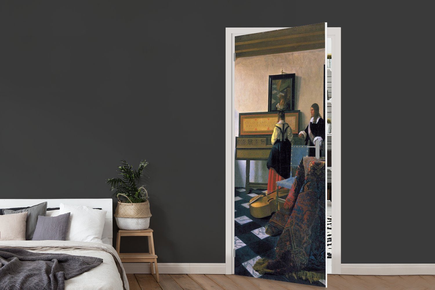MuchoWow Türtapete für Die - Musikstunde Türaufkleber, bedruckt, cm St), Johannes Matt, Fototapete Vermeer, 75x205 (1 Tür