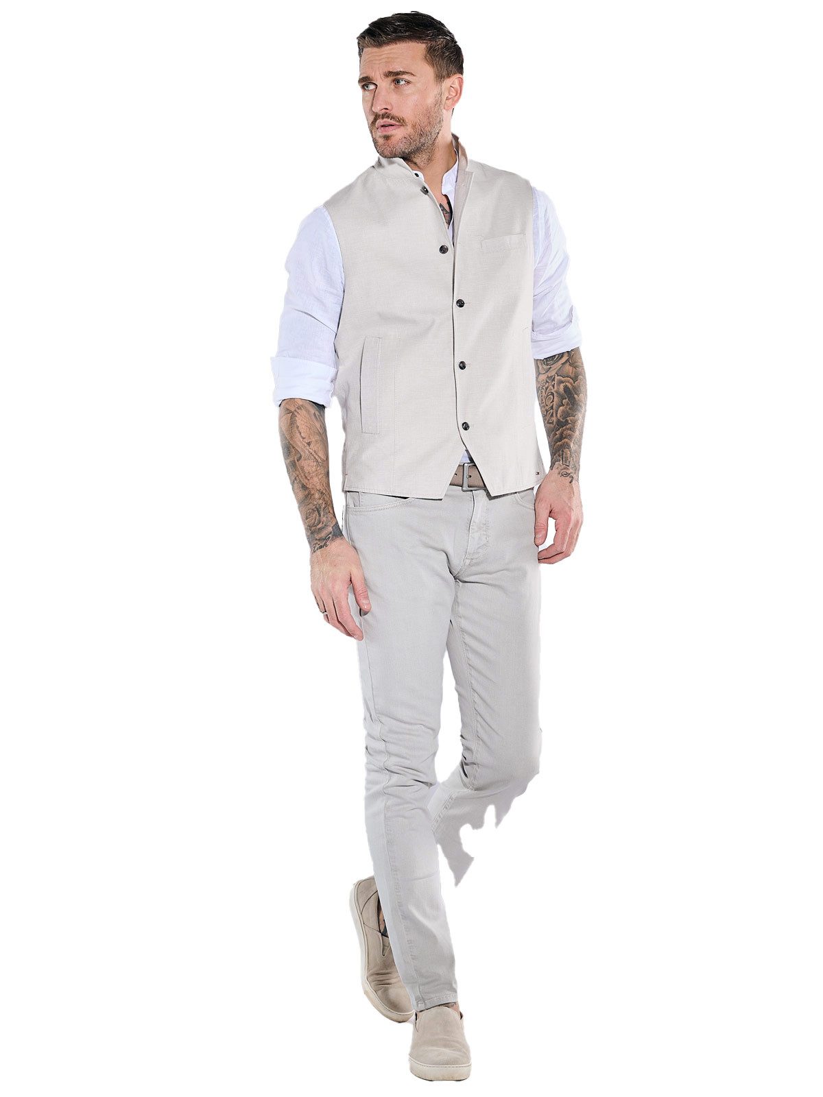 emilio adani Anzugweste Herren Sakko-Weste slim fit, Naturweiss