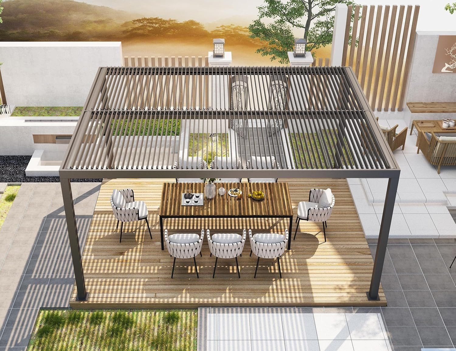 PURPLE LEAF Pergola Pavillon mit Lamellendach günstig online kaufen