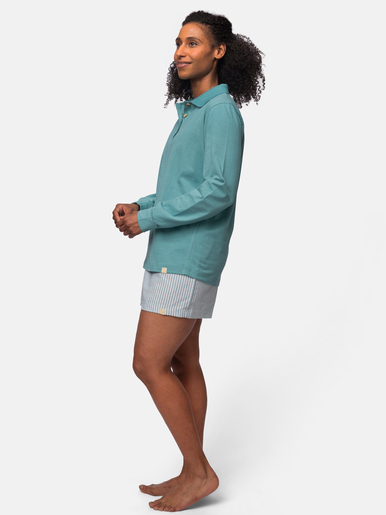 greenjama Pyjamaoberteil mit Polokragen, GOTS zertifiziert