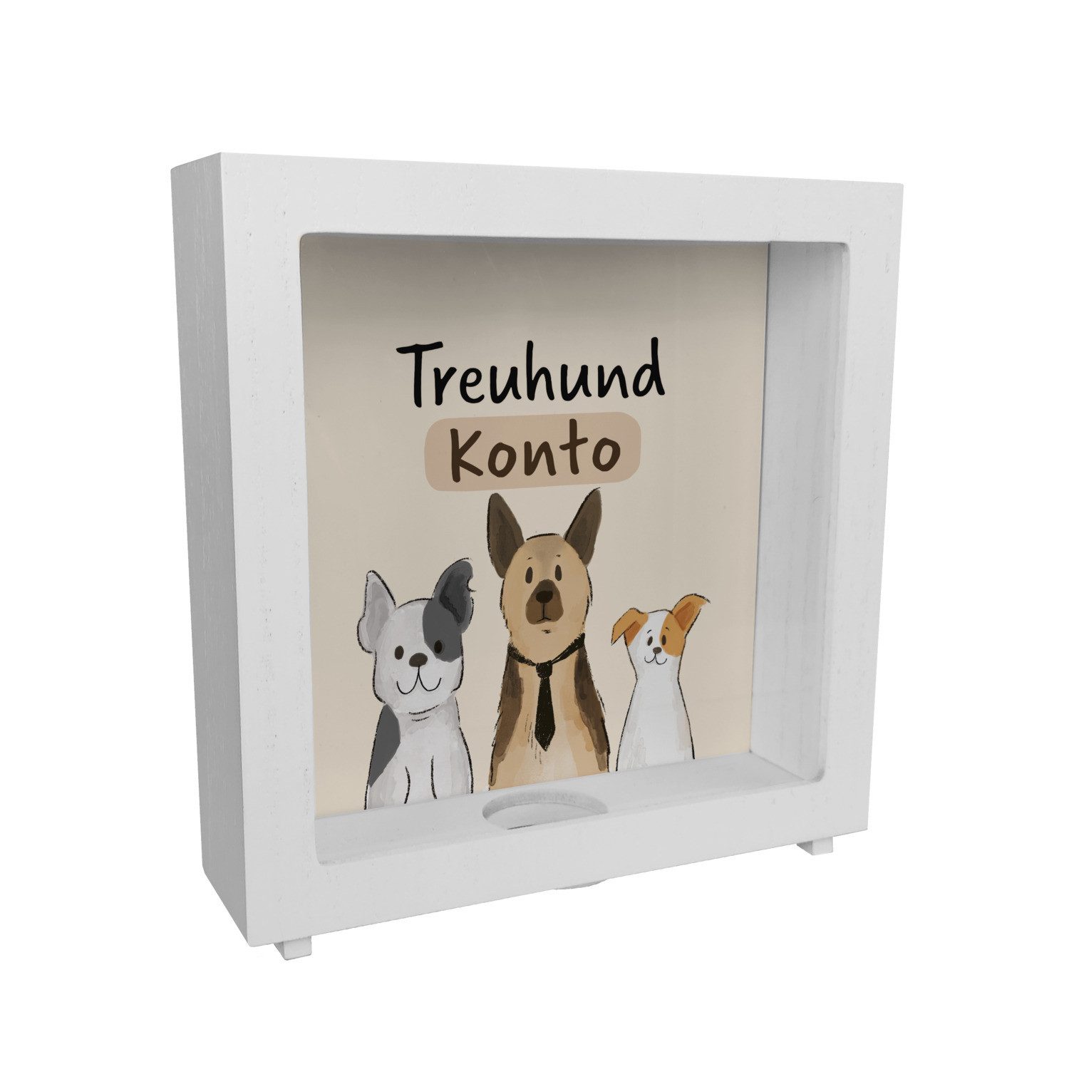 Spardose Hunde Rahmen Spardose aus Holz mit Spruch Treuhundkonto