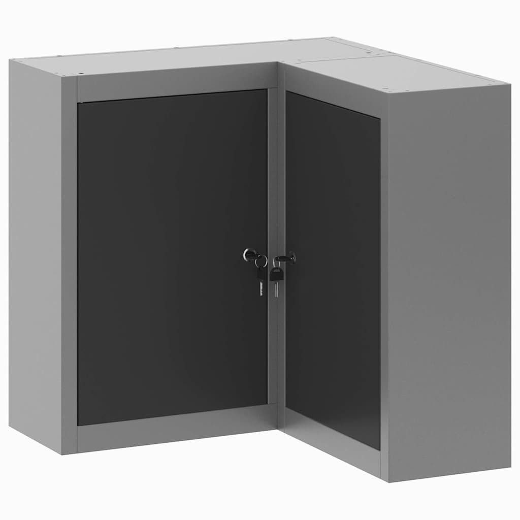 vidaXL Werkzeugbox Werkzeugschrank mit Regal Schwarz und Grau 55 x 55 x 55 cm (1 St)