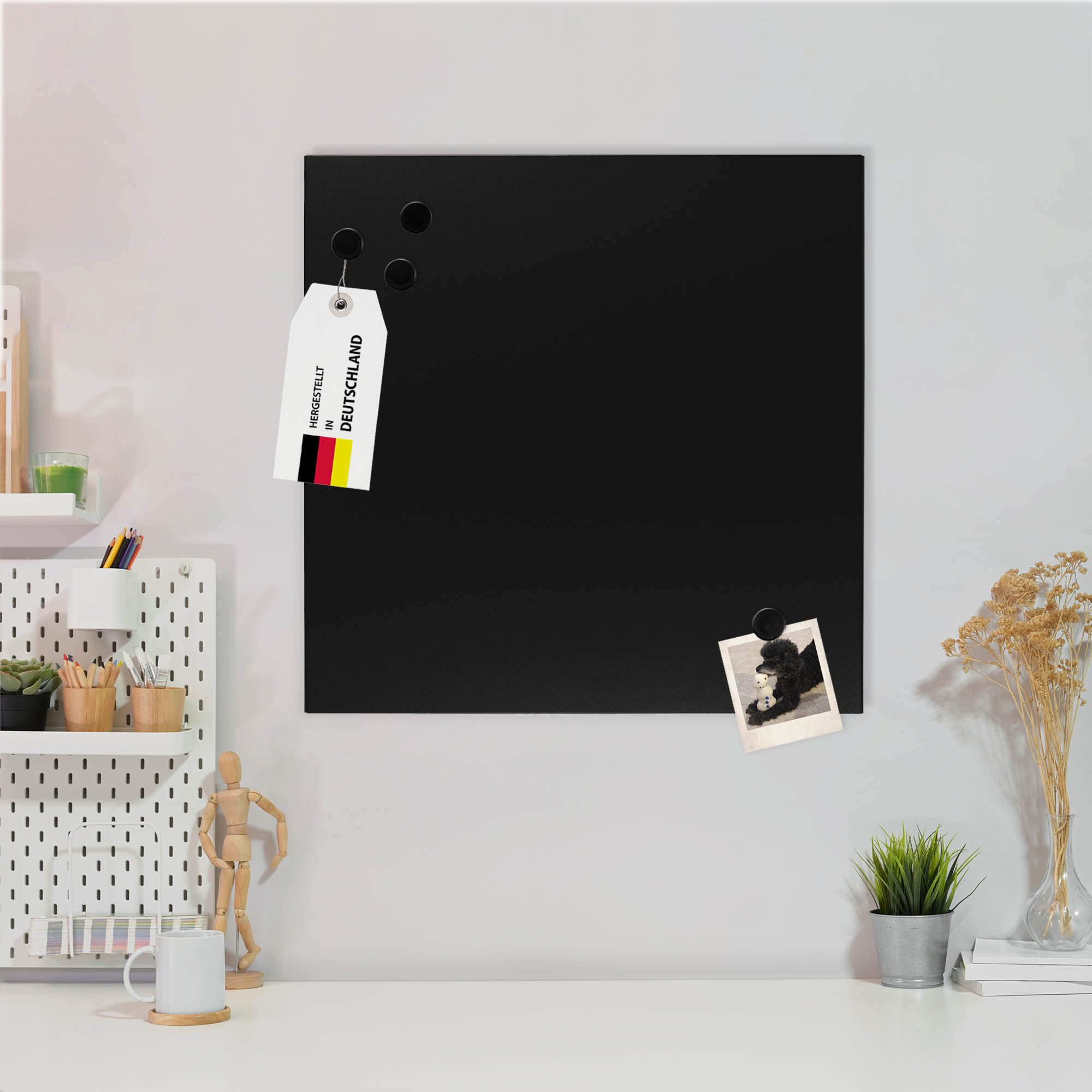banjado Magnettafel aus Metall 50x50cm in weiß oder schwarz