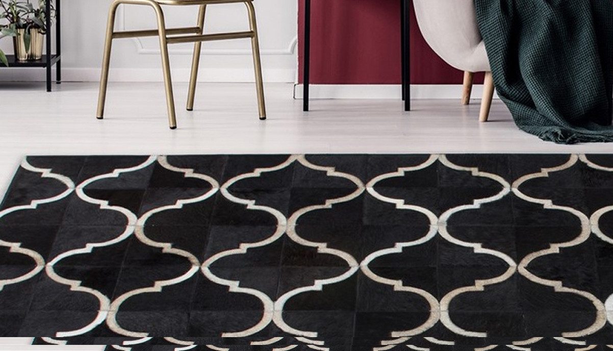 Kayoom Fellteppich Lavish 310 Lederteppich, rechteckig, Höhe: 8 mm, Patchwork-echtes Leder-Fell, Wohnzimmer