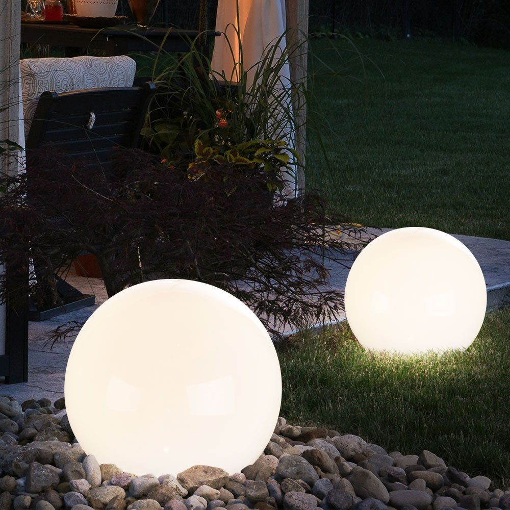 verbaut, LED-Leuchtmittel LED Warmweiß, Solarleuchte, LED Solar Solarleuchte Kugel etc-shop Set fest Kugelleuchte 2er Garten