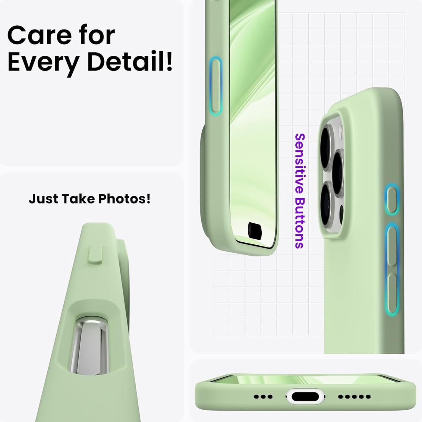 CoolGadget Handyhülle Silikon Case für das Apple iPhone 16 Pro Slim TPU Cover 6,3 Zoll, Weiche Schutz Hülle mit Innen Fleece aus Stoff Handy Tasche – Bild 5 von 5